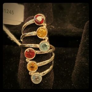 Multicolored knuckle to knuckle 925 sterling silvr